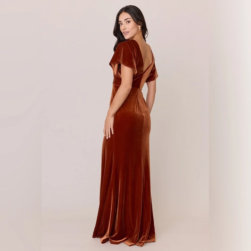 Revelry Gwen Velvet Flutter Sleeve Midi Dress - Picture 3 of 11